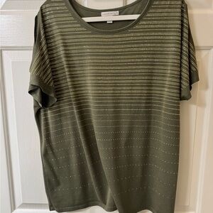 Westport Olive Green Gold Accent Short Sleeve Top